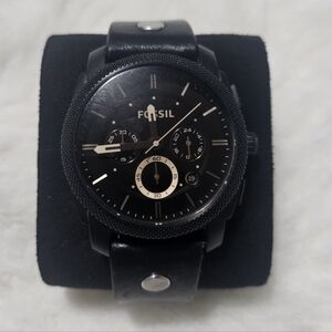 Fossil Black Leather Chronograph Watch